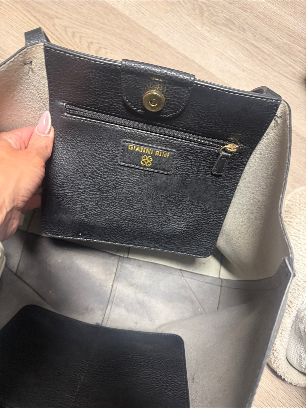 Gianni Bini Gray Tote with Black Handles